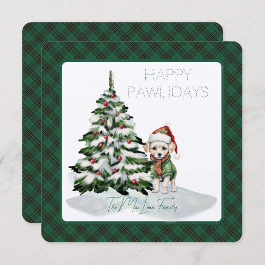 Carte MacLean Chasse Ancienne Tartan Joyeux Pawlidays (Devant / Derrière)
