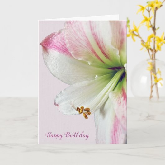 Carte macro d'anniversaire d'amaryllis (Fleur jaune)