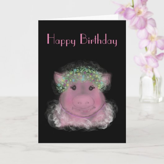 Carte Madam Piggy Birthday (Orchidée)