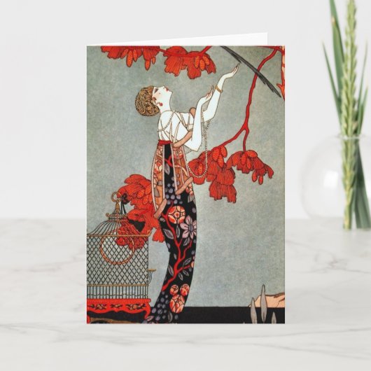 Carte Madame Rouge Design Art déco (Devant)