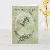 Carte Madame victorienne en vert de vert-de-gris de (Fleur jaune)