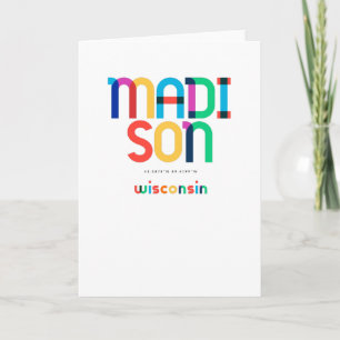 Carte Madison Wisconsin Mid Century, Pop Art,