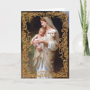 Carte Madonna et enfant avec l'agneau