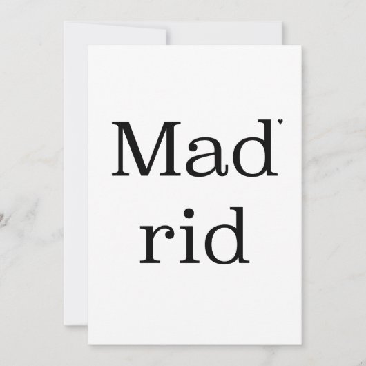 Carte Madrid - minimalistic typography card (Devant)