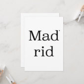 Carte Madrid - minimalistic typography card (Devant/Arrière en situation)