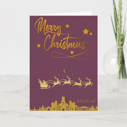 Carte Madrid Skyline Joyeux Noël (Devant)