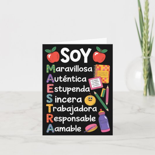 Carte Maestra Professeur d'espagnol Enseignante bilingue (Devant)