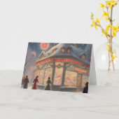 Carte Magasin de bonbons un soir d'hiver Noël (Fleur jaune)