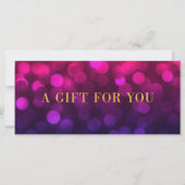 Carte Magenta Bokeh Lights Faux Gold Certificat cadeau (Devant)