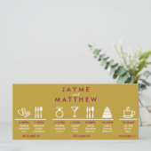 Carte Magenta Gold Mariage Timeline Welcome Bag Note (Debout devant)