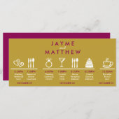 Carte Magenta Gold Mariage Timeline Welcome Bag Note (Devant / Derrière)