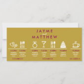 Carte Magenta Gold Mariage Timeline Welcome Bag Note (Devant)