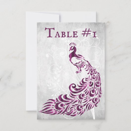 Carte Magenta Peacock Leaf Vin Table (Devant)