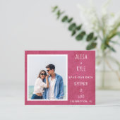 Carte Magenta Photo moderne Enregistrer la date (Debout devant)