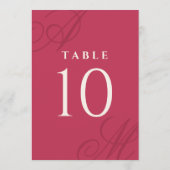 Carte Magenta Rose Simple Élégant Monogramme Numéros de (Dos)