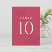 Carte Magenta Rose Simple Élégant Monogramme Numéros de (Debout devant)