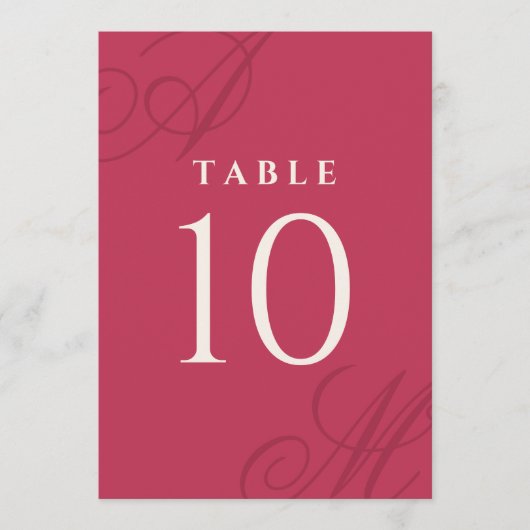 Carte Magenta Rose Simple Élégant Monogramme Numéros de (Devant)