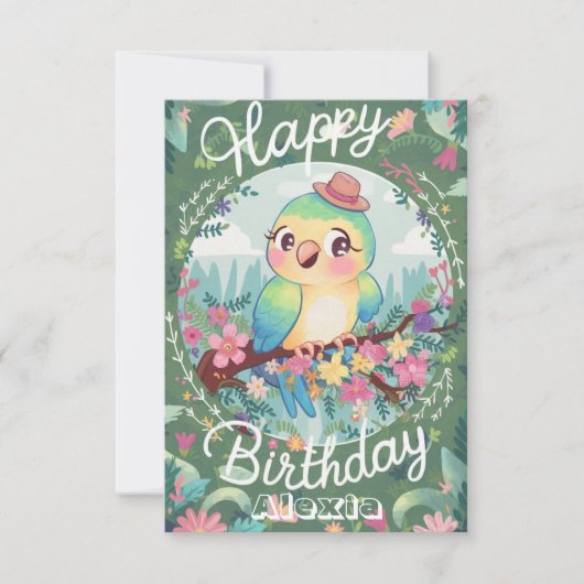 Carte Magic jolie perroquet numérique Anniversaire (Devant)