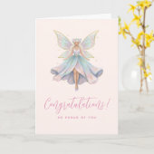 Carte Magical Angel Fairy Pastel Colors Graduation (Fleur jaune)