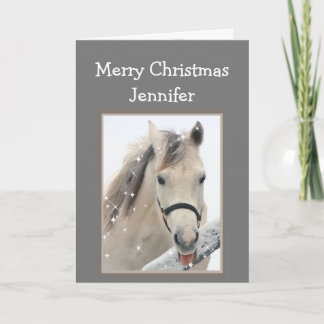Carte Magical Christmas Custom Name Wishes White Horse