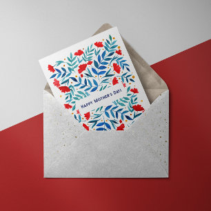 Carte Magical garden red and turquoise Mother's Day Card