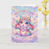 Carte Magical Rainbow Bunny Birthday Whimsical Childrens (Fleur jaune)