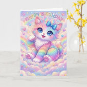 Carte Magical Rainbow Kitten Children's Whimsical  (Fleur jaune)