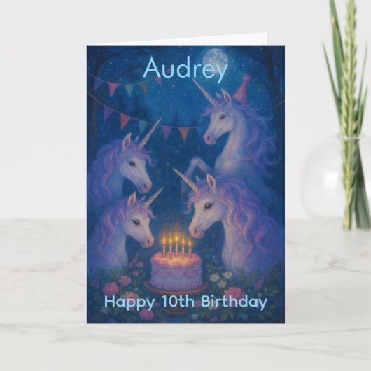 Carte Magical Unicorns Mystical Customizable Birthday (Devant)