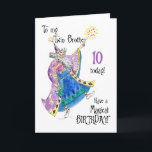 Carte Magician Fun 10th Birthday Card for a Twin Brother<br><div class="desc">Une amusante carte d'anniversaire de 10e anniversaire pour un frère jumeau avec un magicien qui lance un sort pour un "Anniversaire magique",  d'une illustration peinte à la main par Judy Adamson.L'intérieur est vide pour votre propre message.</div>