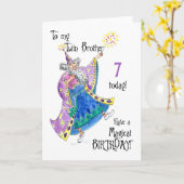 Carte Magician Fun 7th Birthday Card for a Twin Brother (Fleur jaune)