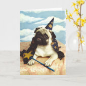 Carte Magicien de magicien de chien de carlin (Fleur jaune)