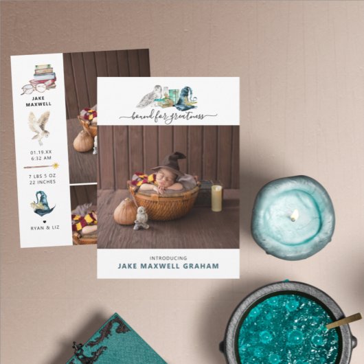 Carte Magicien d'Halloween | Annonce de naissance recto-