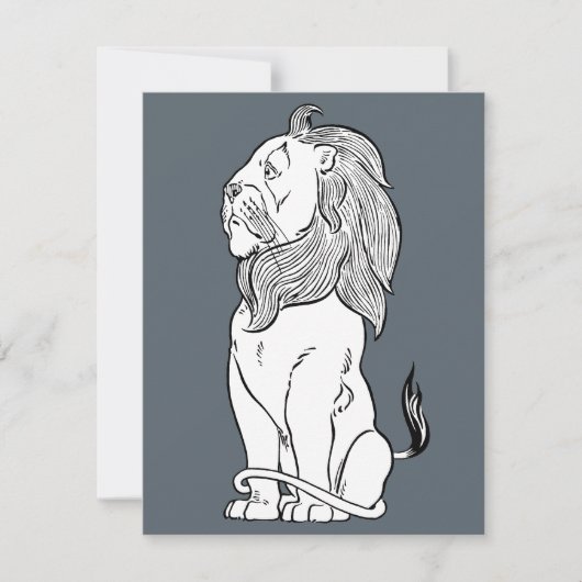 Carte Magicien vintage de Oz, Lion peureux courageux (Devant)