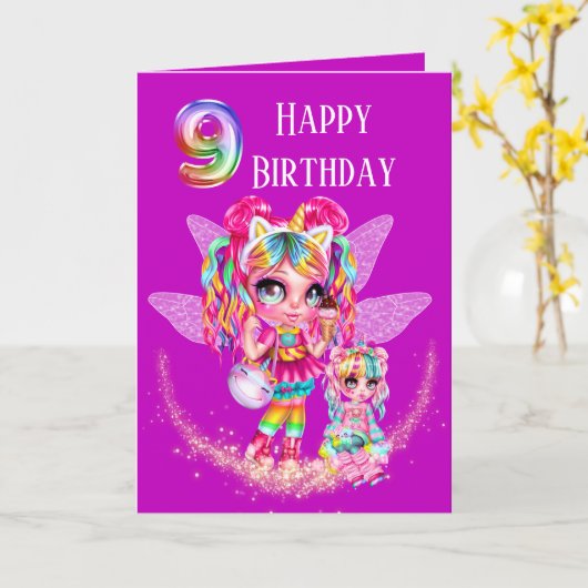 Carte Magie d'animation d'anime en arc-en-ciel de 9 ans  (Fleur jaune)