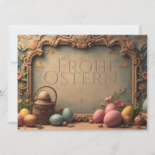 Carte Magie de Pâques vintage avec ornements floraux fes
