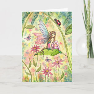 Carte Magie de printemps Jolie fée et coccinelle Fantais
