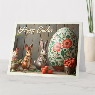 Carte Magie du printemps avec fleurs et bonheur du lapin
