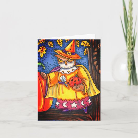 Carte MAGIE ET HURLEMENTS D'HALLOWEEN, Note de CHOUETTE (Devant)