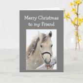 Carte Magique Ami de Noël Souhaite Cheval Blanc (Fleur jaune)