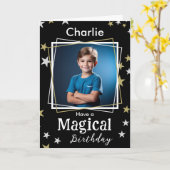 Carte Magique Anniversaire Étoiles Nom photo Salutation (Fleur jaune)