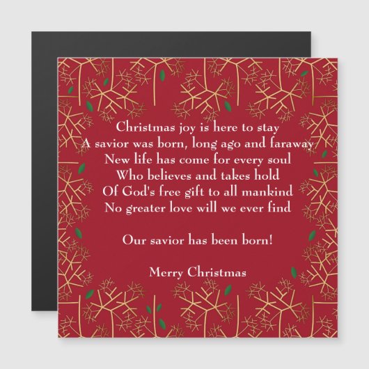 Carte Magnet de Noël Joy (Devant / Derrière)