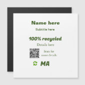 Carte Magnétique 100% recyclé ajouter Q R code ici nom d'entreprise (Devant / Derrière)