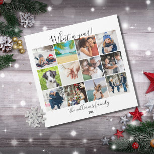 Carte Magnétique 12 Photo Collage What A Year Holiday Card