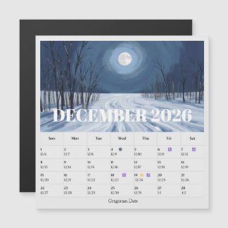 Carte Magnétique 13-Month Moon Phase Zodiac december Calendar