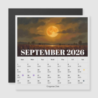 Carte Magnétique 13-Month Moon Phase Zodiac September Calendar