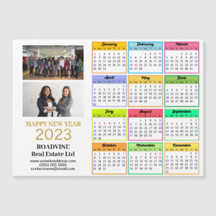Carte Magnétique 2023 Calendrier Business 2 Photo Moderne Gold Magn