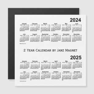 Carte Magnétique 2024-2025 blanc calendrier de 2 ans par l'aimant