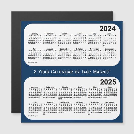 Carte Magnétique 2024-2025 bleu de boîte de police calendrier de 2 (Devant / Derrière)