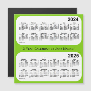 Carte Magnétique 2024-2025 vert jaune calendrier de 2 ans par Janz