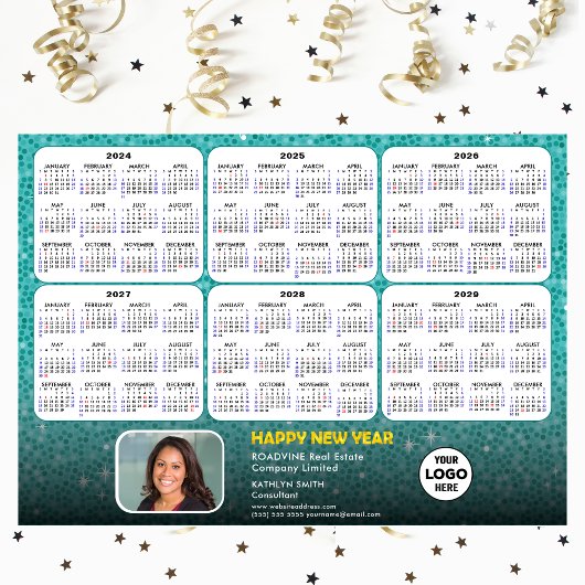 Carte Magnétique 2024 - 2029 Calendrier Entreprise Logo Vert magnét